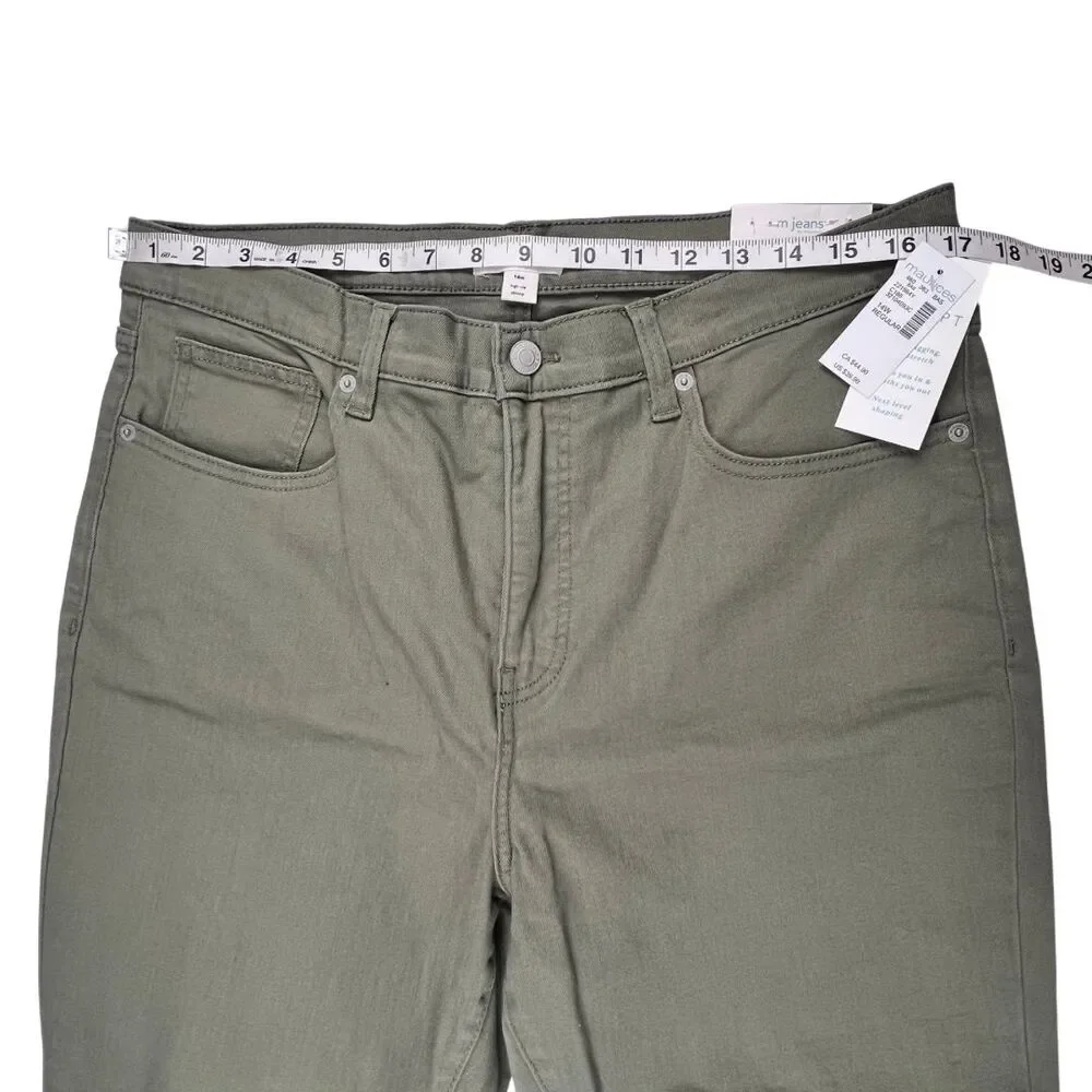 M Jeans Pants 14W Olive Green Neutral Tone Denim Casual Skinny High Rise Jeans - Picture 3 of 14